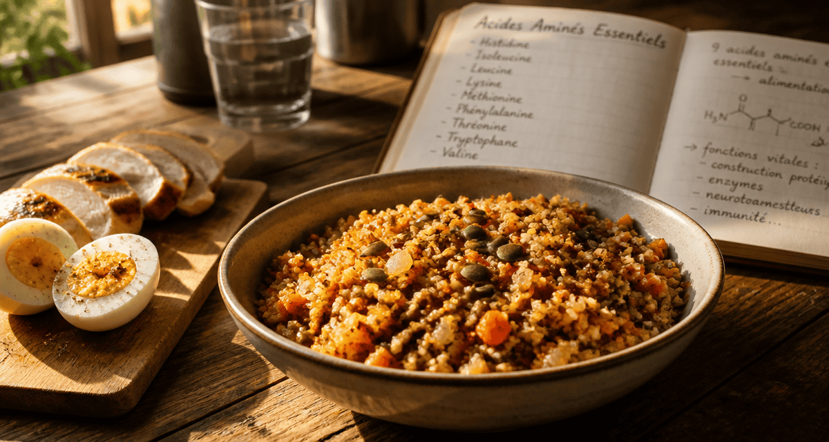 8 acides amines essentiels assiette aliments variés
