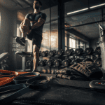 accessoires de sport sur banc en salle