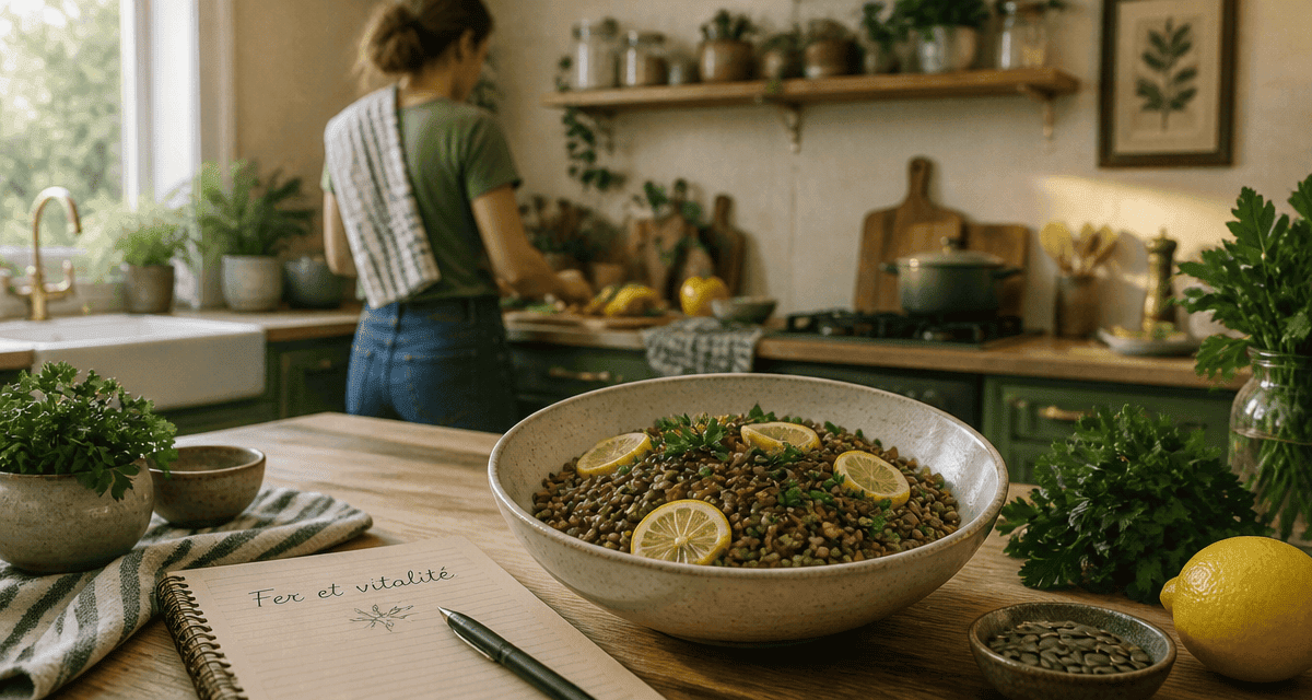 aliment riche en fer anemie salade lentilles