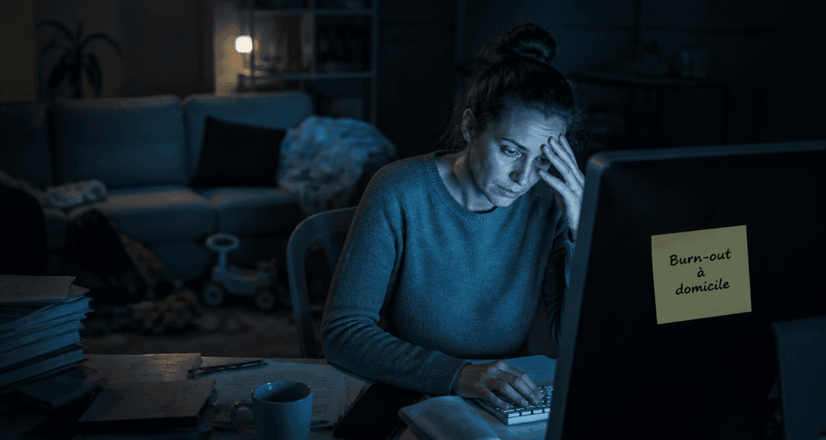 burn out teletravail femme fatiguee