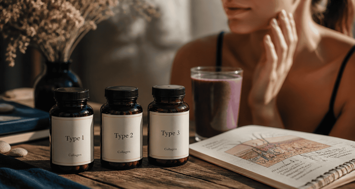 Collagene type 1 2 3 difference flacons sur table
