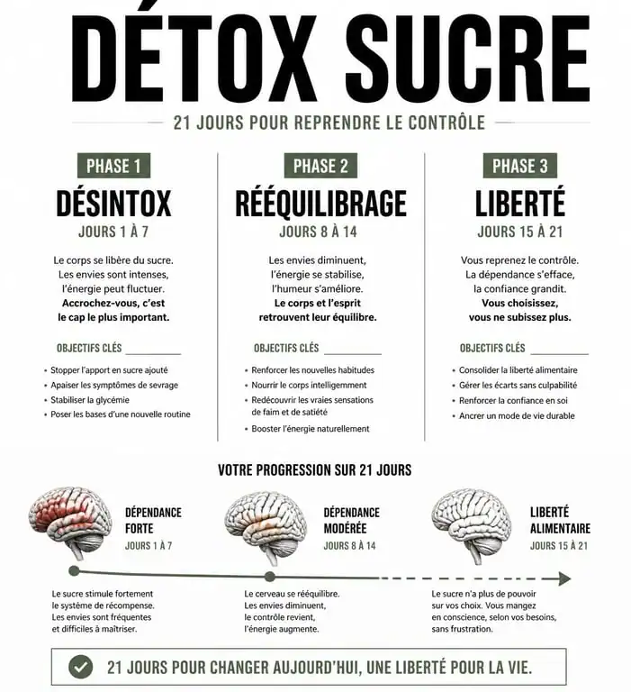 Infographie programme détox sucre 21 jours
