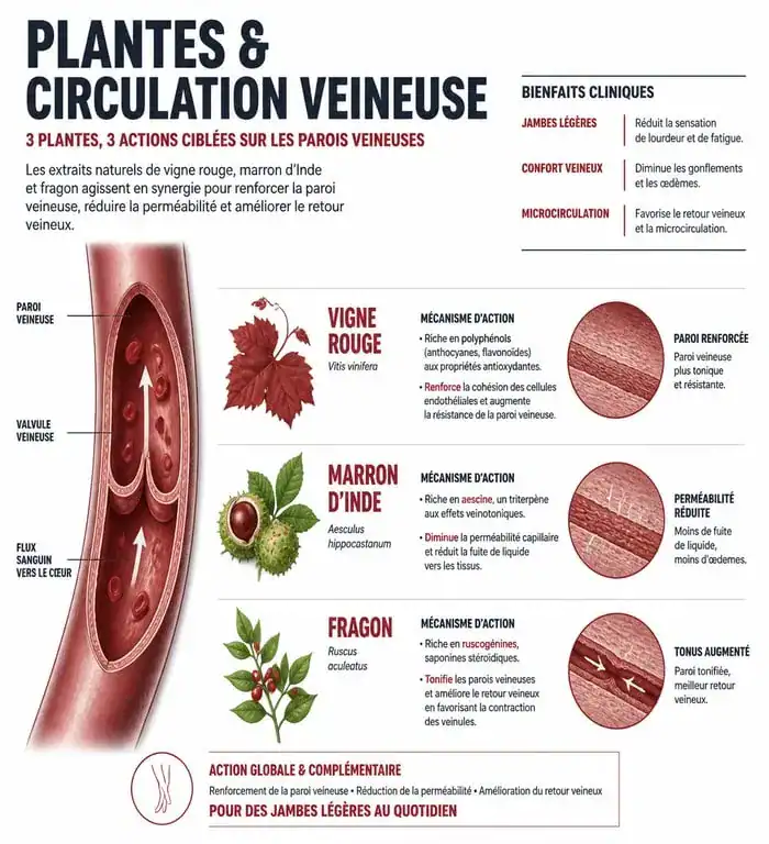 Infographie sur les meilleurs compléments alimentaires pour la circulation sanguine et leurs bienfaits