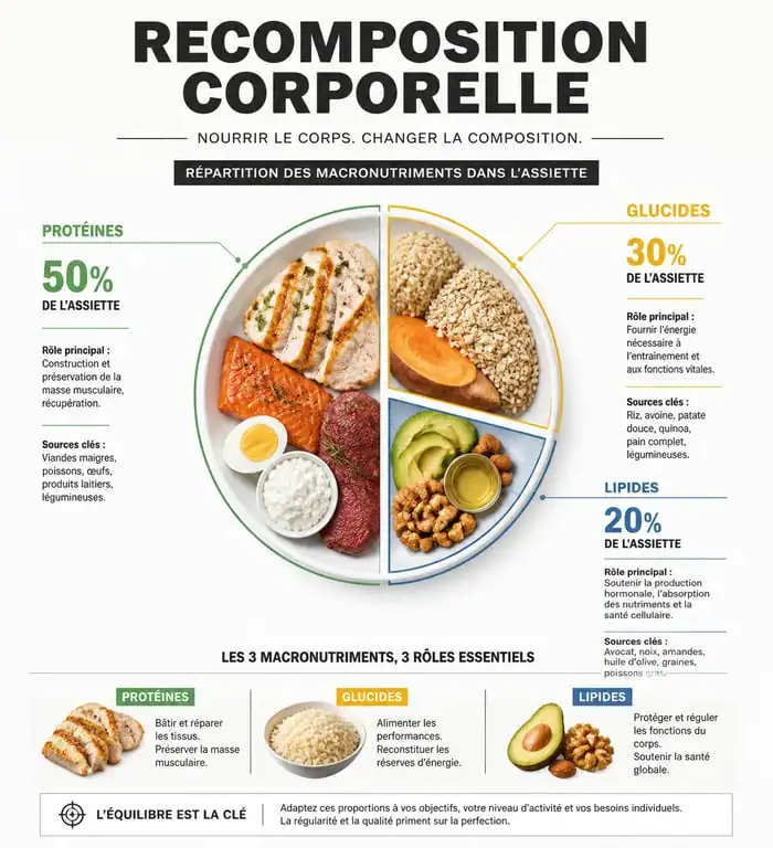 Infographie sur l'alimentation pour prendre du muscle et perdre de la graisse