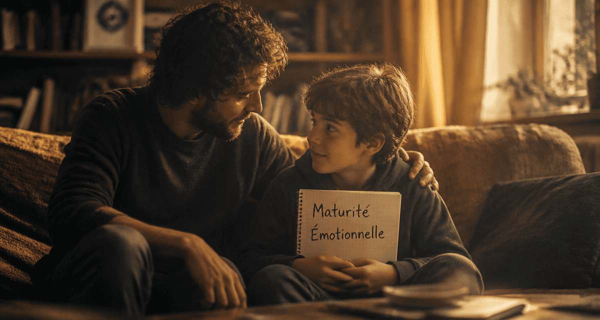 Maturité émotionnelle adulte et enfant sur canapé