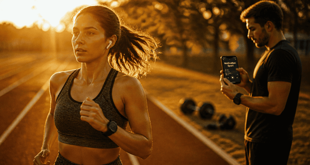 musique sport motivation athlète écouteurs piste