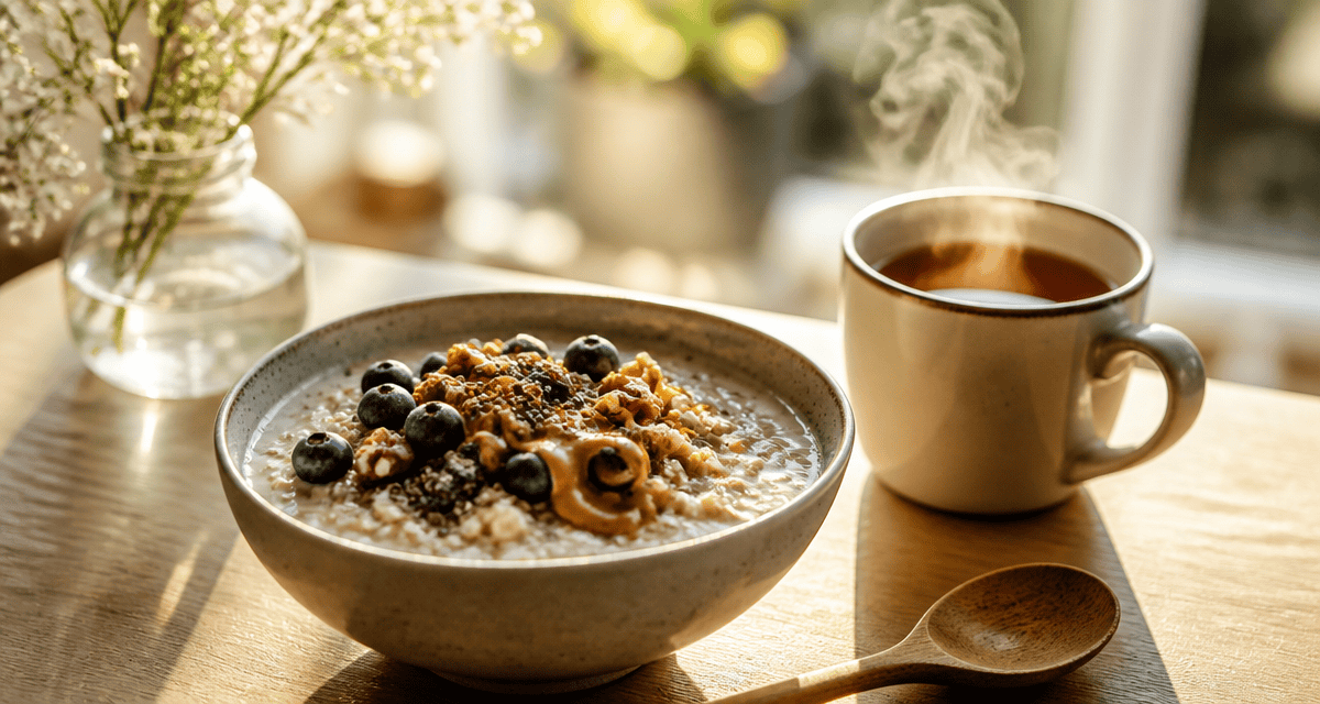 petit dej équilibré recette porridge chia myrtilles