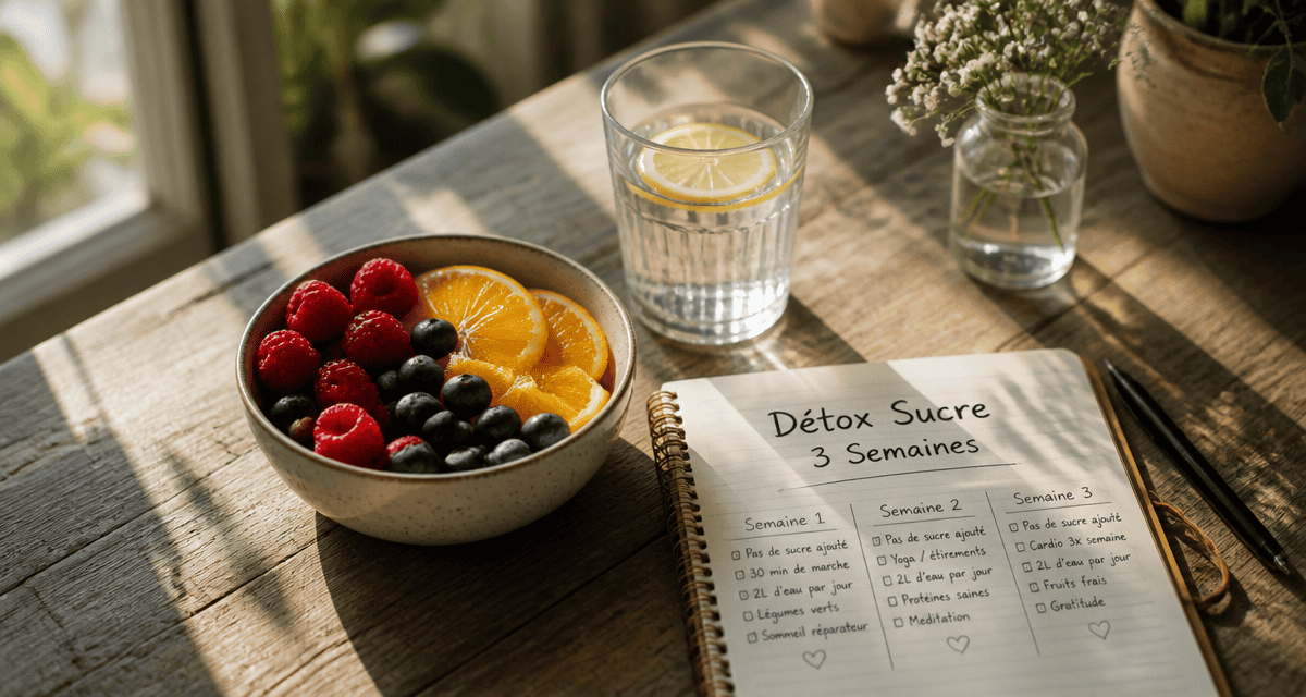programme detox sucre gratuit bol de fruits eau citronnée