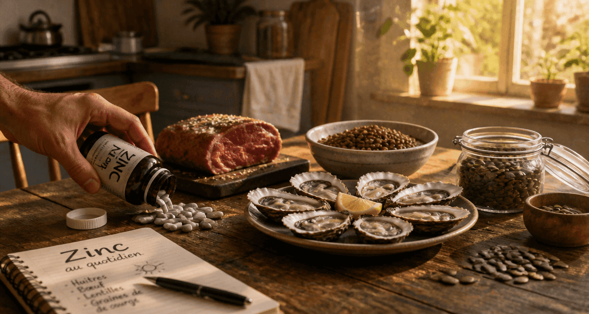 quelle quantite de zinc par jour huîtres bœuf lentilles