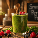smoothie perte de poids vert avec épinards et fruits rouges