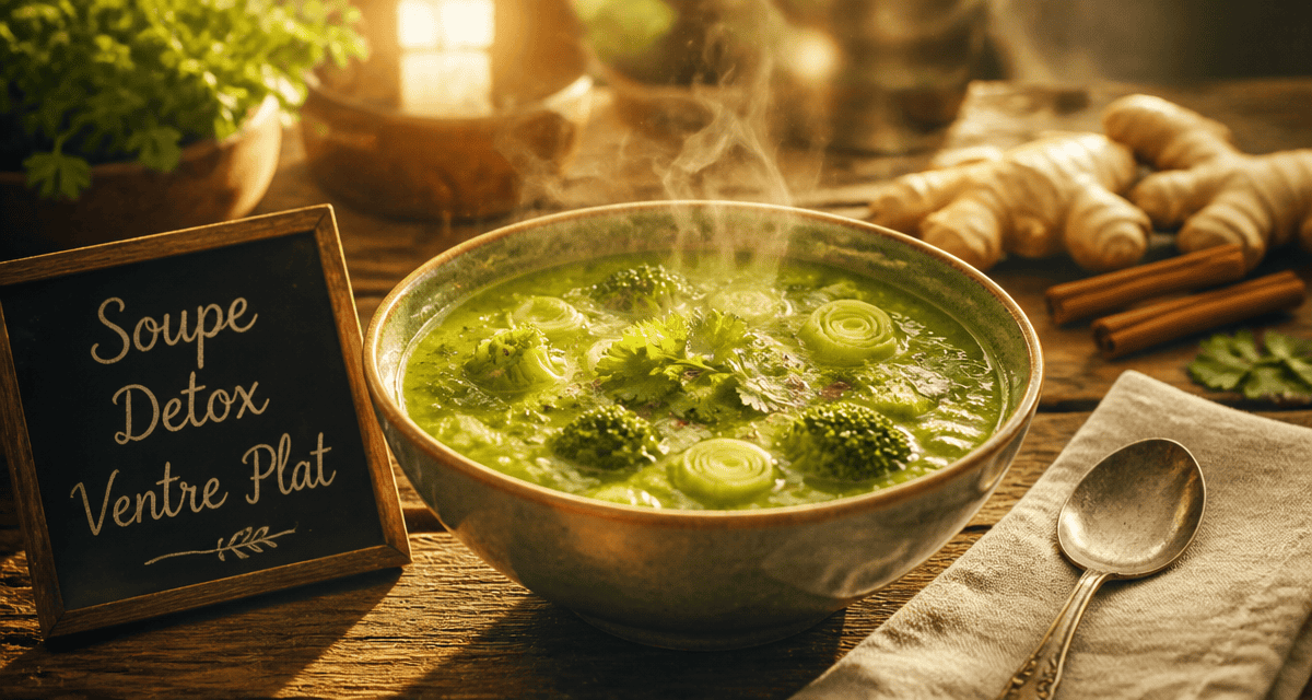 soupe detox ventre plat bol vert épices
