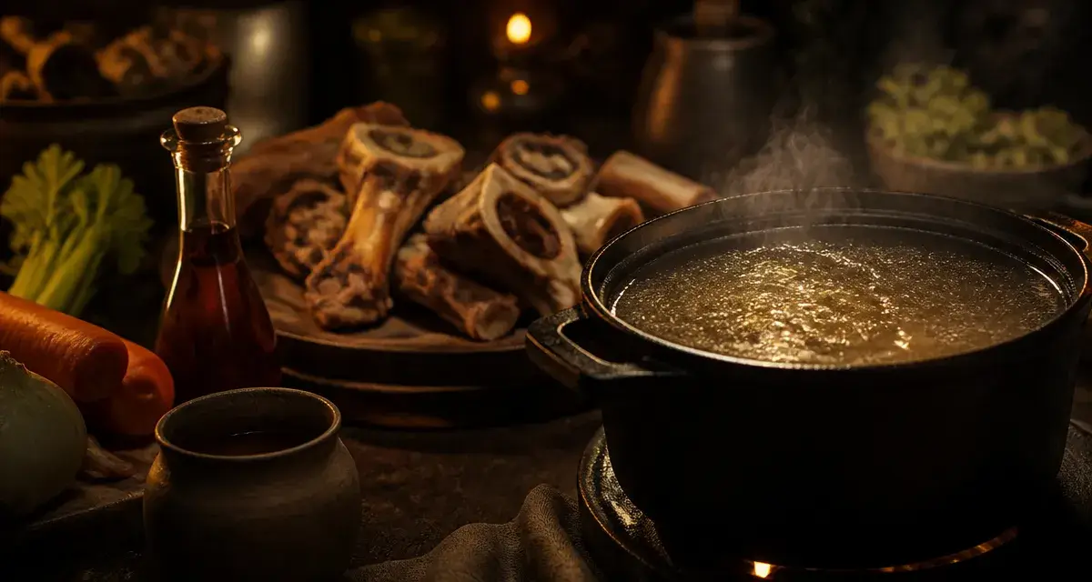 Aliment riche en collagene : bouillon d’os gélifié