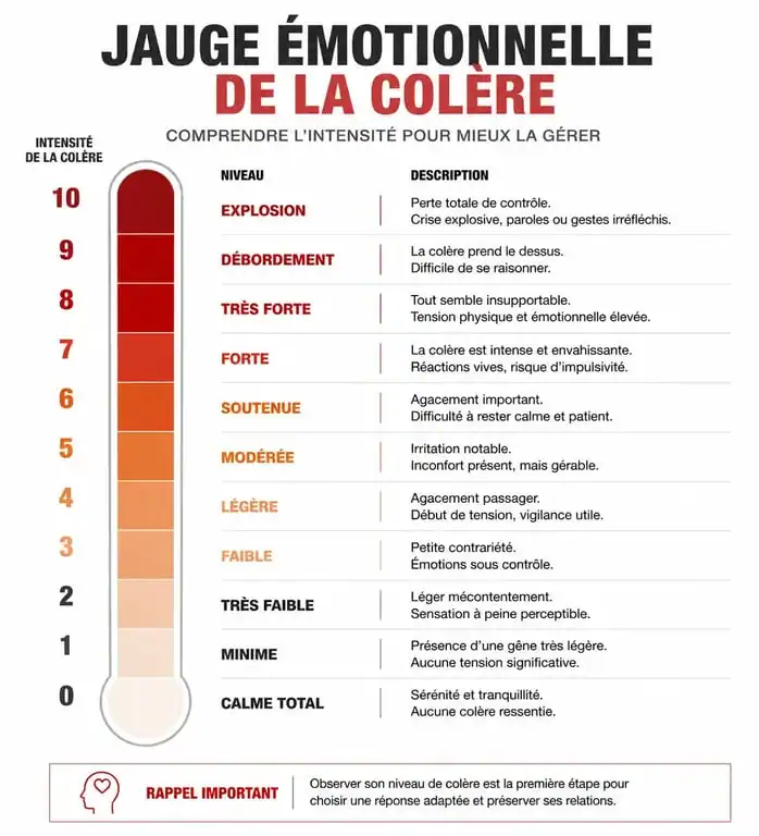Infographie de la jauge émotionnelle pour mieux gérer sa colère au quotidien