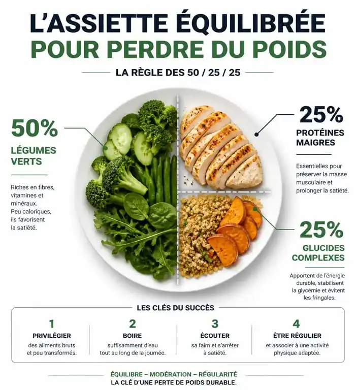 Composition d'une assiette équilibrée pour un régime minceur