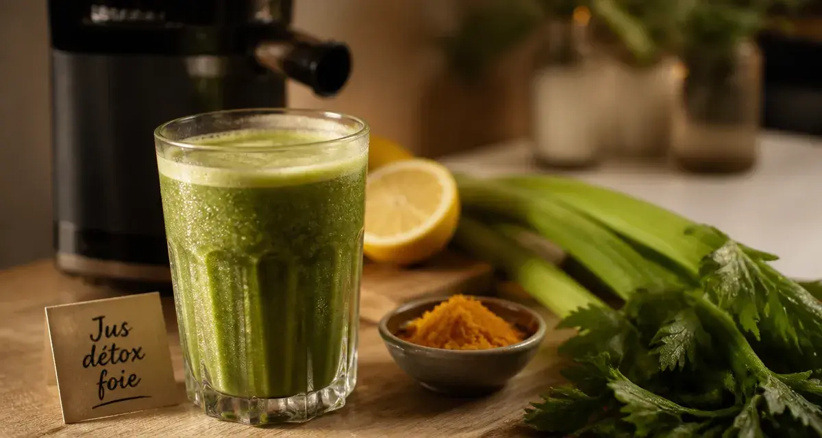 Jus detox pour le foie vert, recette naturelle au citron et céleri