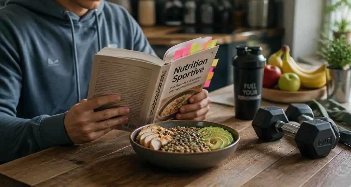 livre sur la nutrition sportive sur un plan de travail