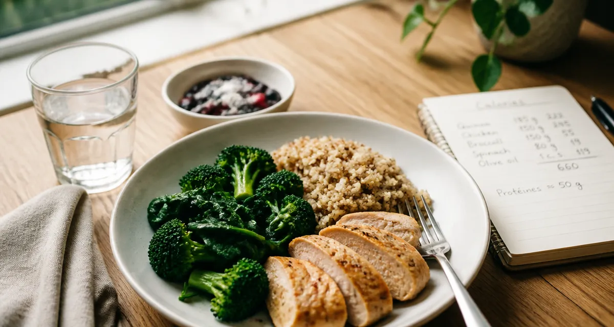 Que faut il manger pour perdre du poids : légumes, poulet, quinoa, eau, baies