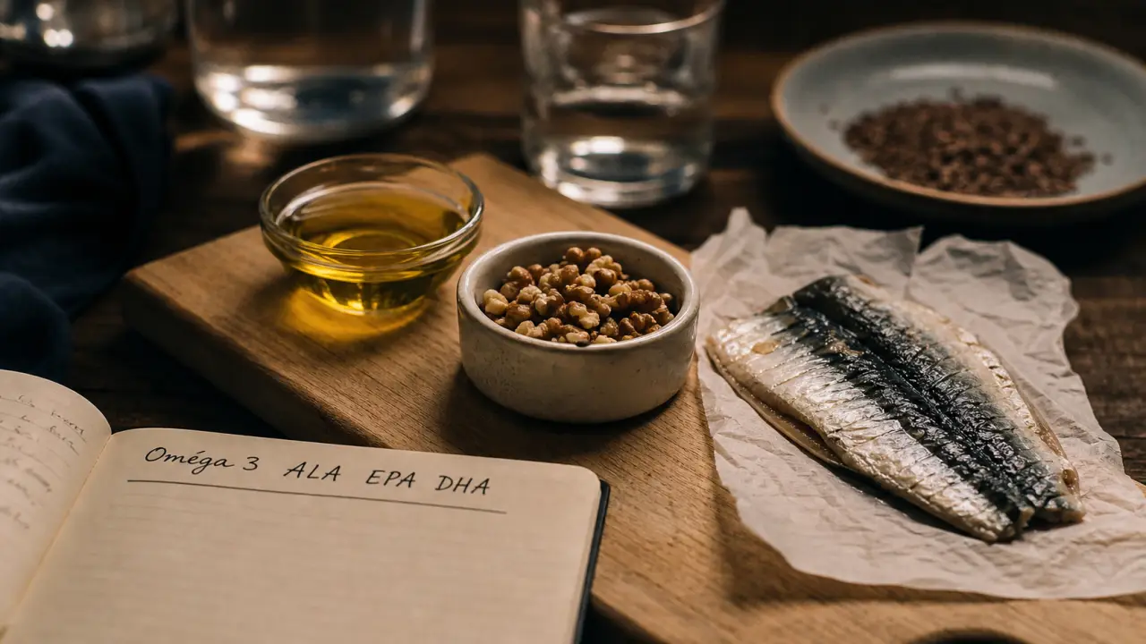 Acide gras omega 3 ALA EPA DHA : sources (colza, noix, sardines)