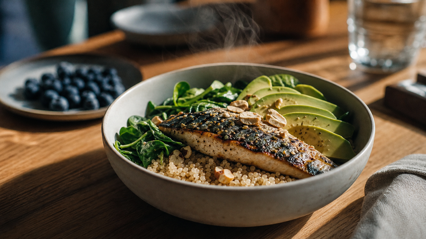 Aliment bon pour la memoire : quinoa, maquereau, épinards, noix