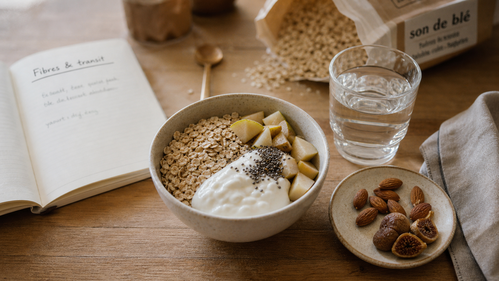 Aliment riche en fibre constipation : 30 g/jour, avoine, chia, eau