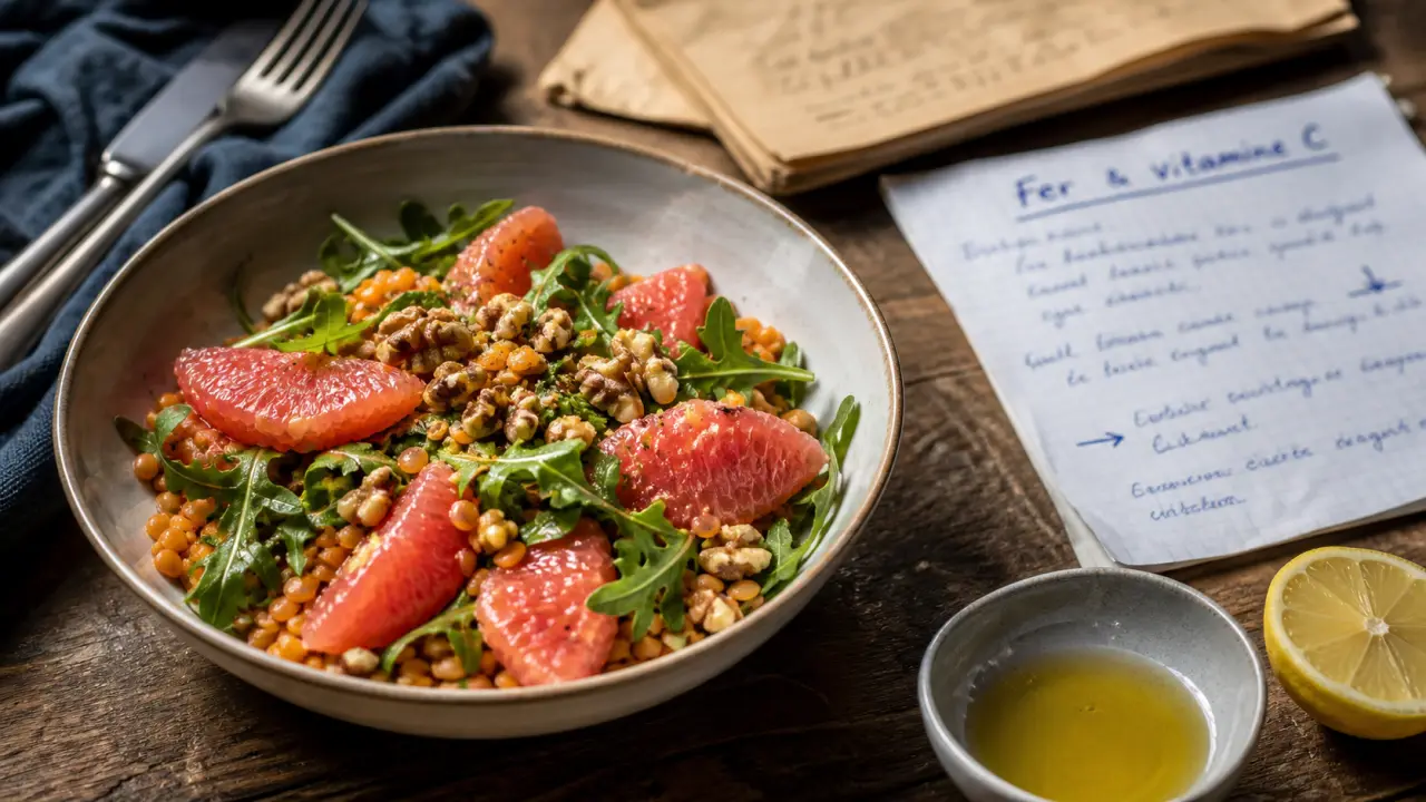 Dans quels aliments trouve-t-on du fer : lentilles corail, roquette, vitamine C