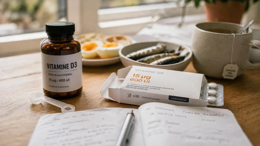 Dose vitamine d pour adulte : flacon et 15 µg (600 UI)