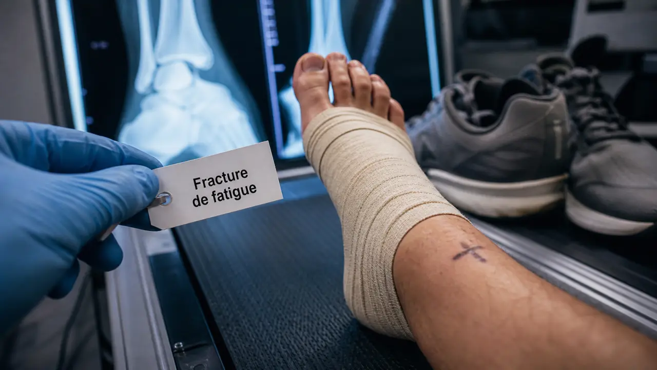 Entorse de fatigue au pied, fracture de fatigue sur radio floue