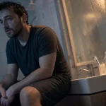 Fatigue vertige : homme en salle de bain, vertige et fatigue