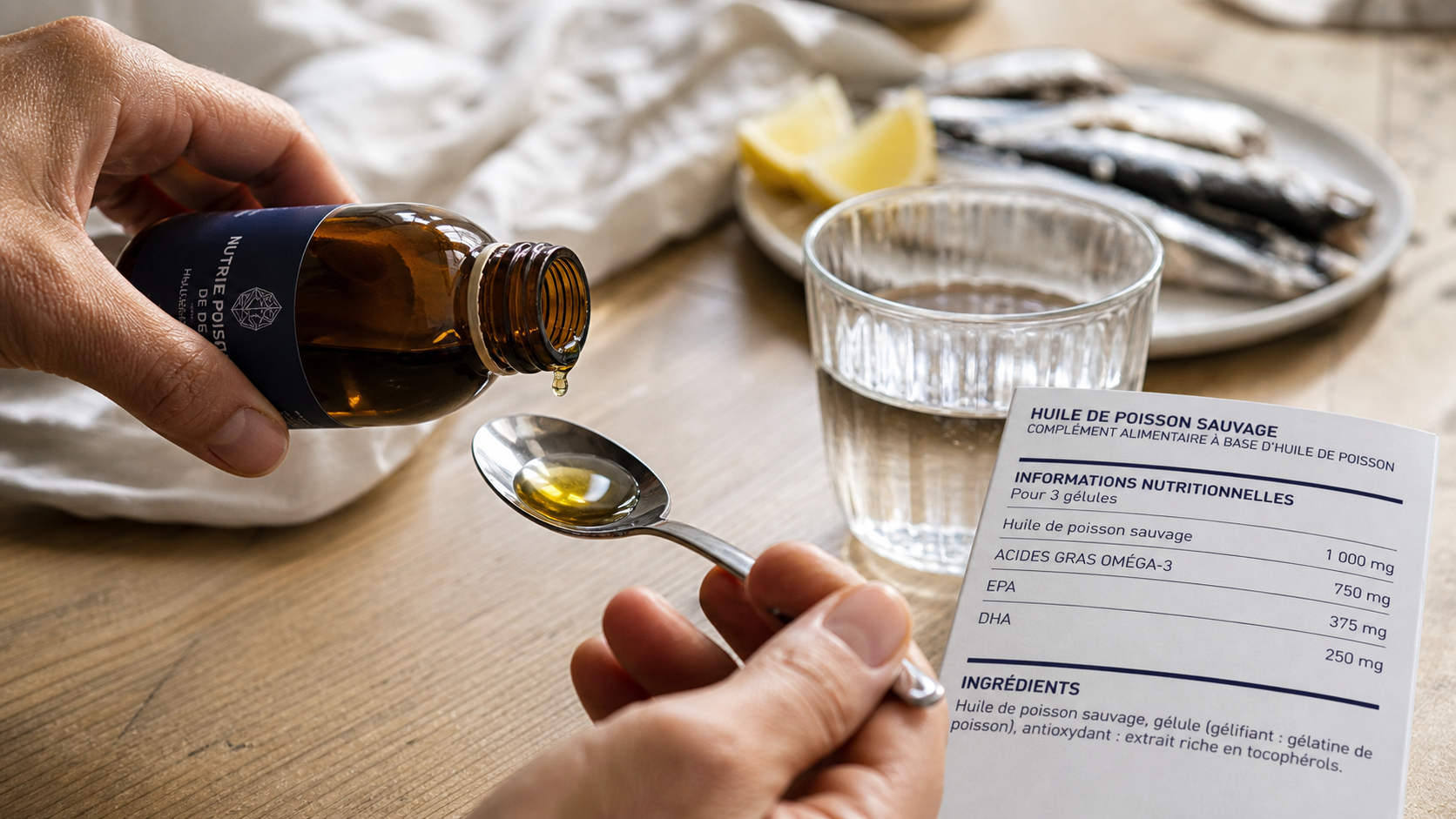 Huile de poisson omega 3 : vérifier EPA et DHA sur l’étiquette