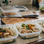Meal prep sportif : boîtes repas deux fois par semaine, poulet riz légumes
