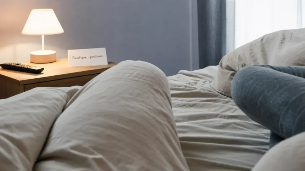 Position pour soulager sciatique : dormir sur le dos, coussin sous les genoux
