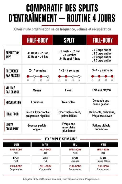 Comparatif des programmes de musculation 4 fois par semaine