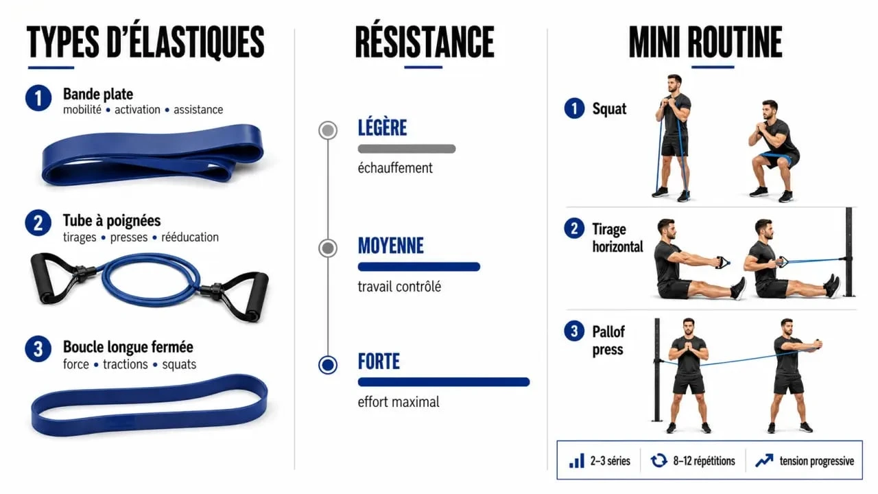 Musculation avec un elastique : types de bandes, niveaux de résistance et routine de progression