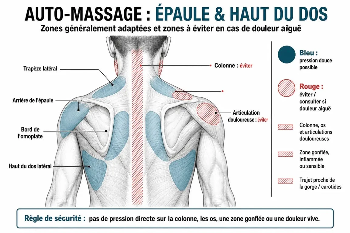 Zones de massage recommandées pour soulager une tendinite épaule massage