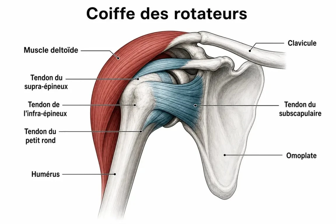 Anatomie de l'épaule et tendons de la coiffe des rotateurs pour comprendre la tendinite épaule massage