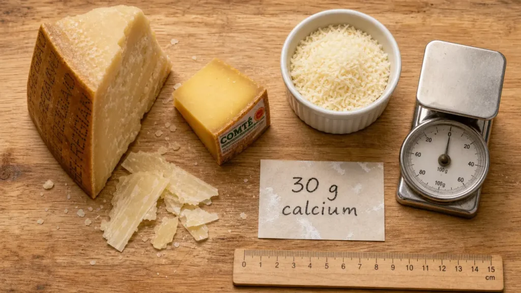Fromage et calcium : le parmesan domine, mais la portion change tout