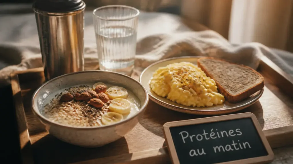 Petit déjeuner musculation : 20 à 40 g de protéines et des glucides utiles pour tenir jusqu’à midi