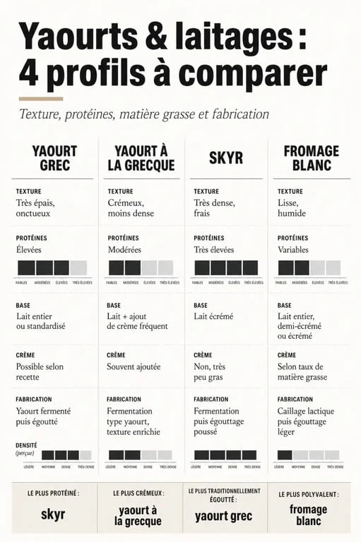 Yaourt grec bienfait : comparaison entre yaourt grec, yaourt à la grecque, skyr et fromage blanc