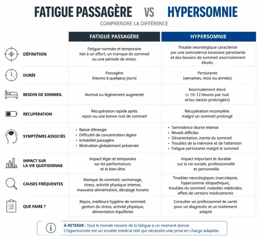 Différence entre fatigue normale et hypersomnie