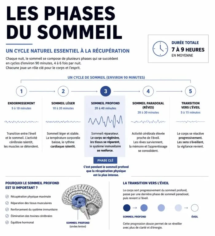 Schéma des cycles du sommeil et sommeil trop profond