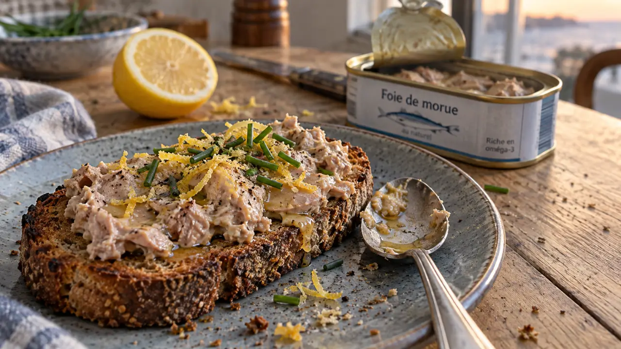 Foie de morue bienfait : tartinade vitamine A sur pain grillé