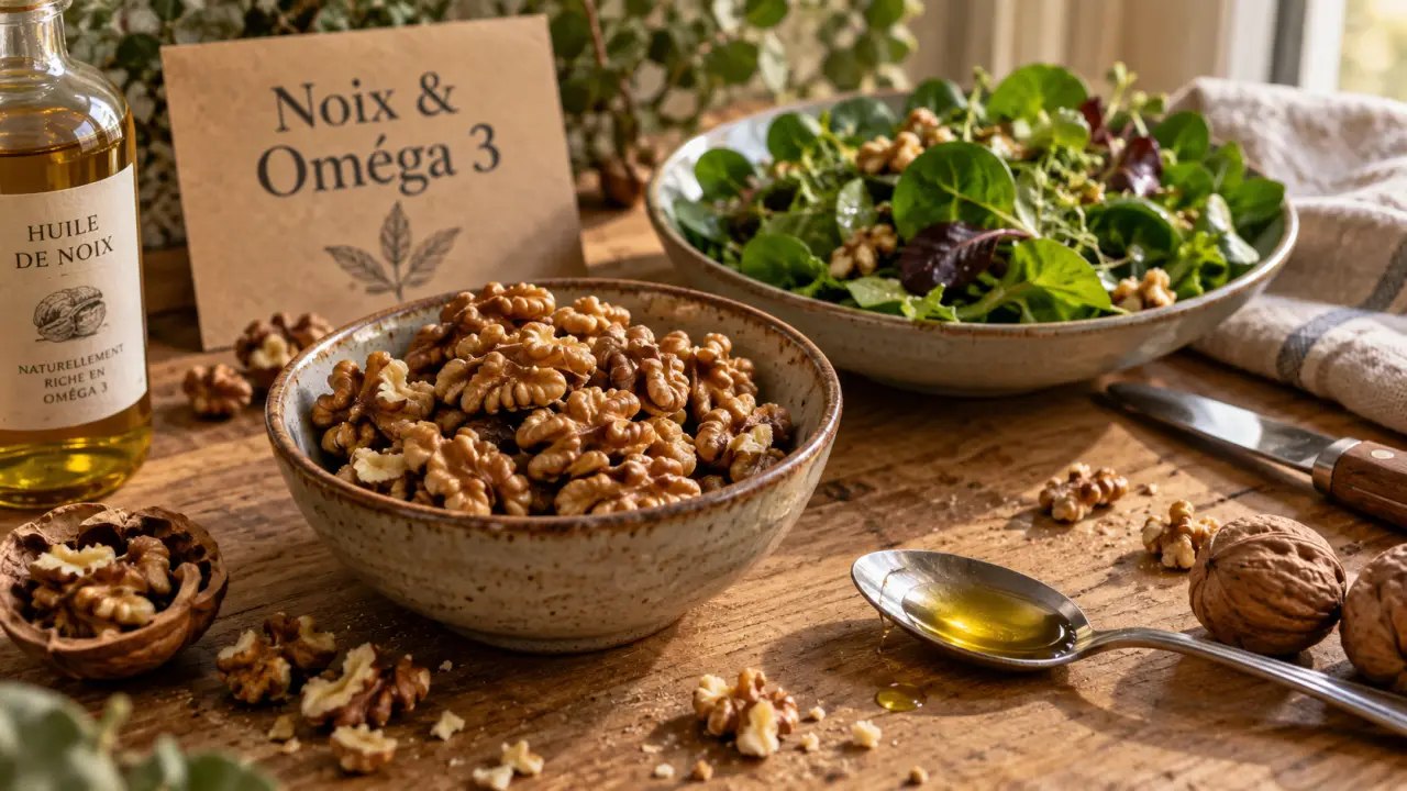 Noix et omega 3 : 20 g de noix, richesse oméga 3