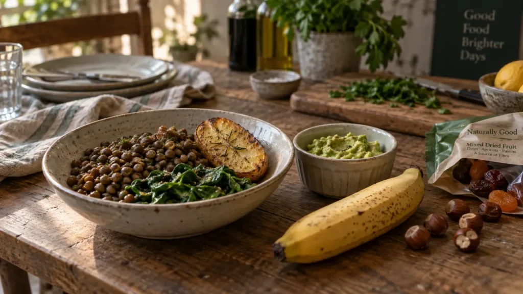 Le potassium se trouve dans 12 aliments, des fruits secs aux lentilles