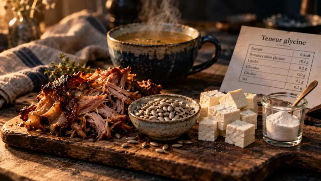 Glycine dans les aliments : le classement pour 100 g ne dit pas tout